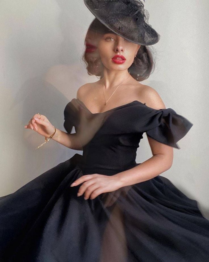 Off-the-Shoulder Dress with Full Skirt Off-the-Shoulder Dress with Full Skirt — Classy Retro Outfits