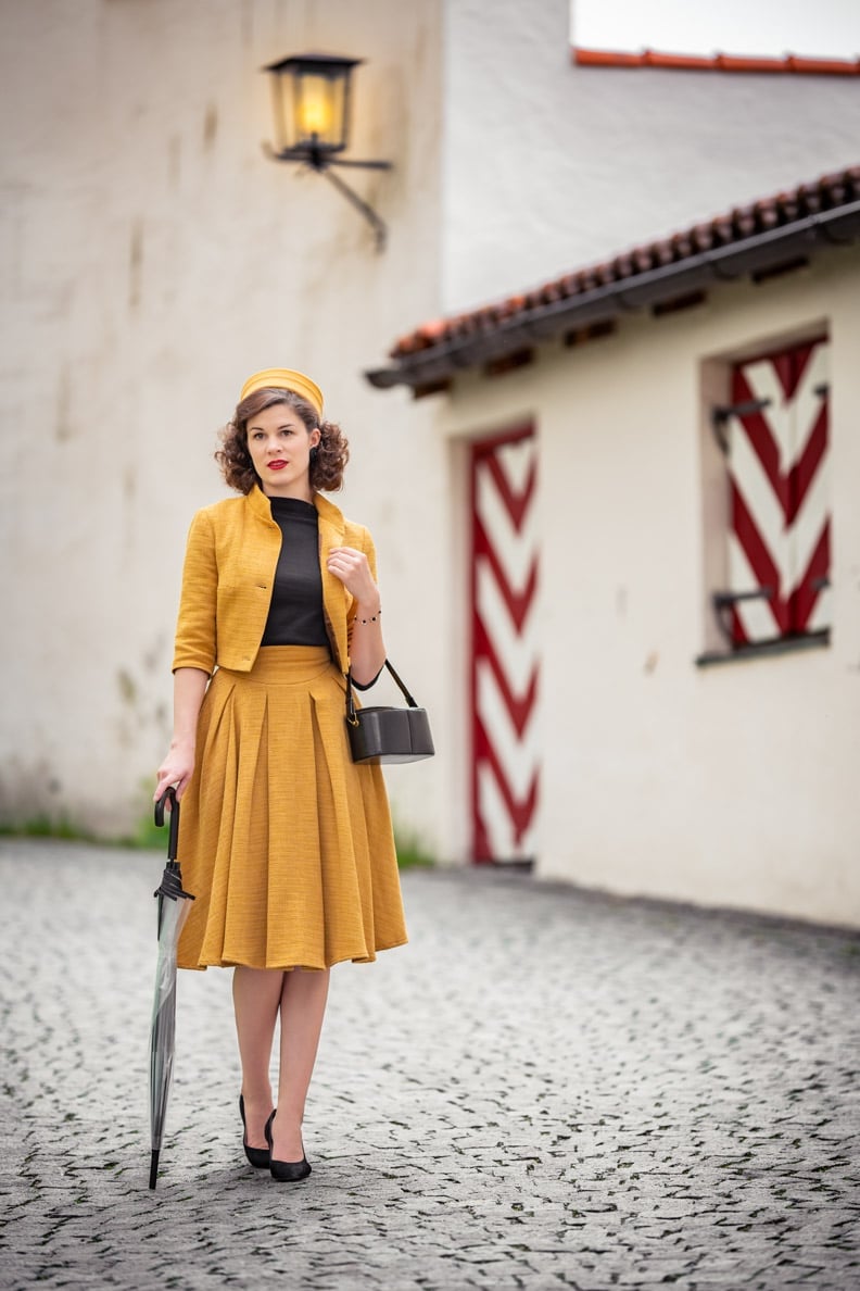Yellow Textured Skirt Suit Ensemble Yellow Textured Skirt Suit Ensemble — Classy Retro Outfits