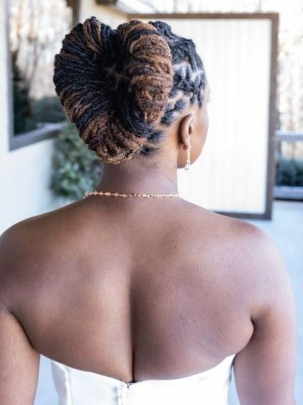Long Black and Brown Locs Updo Long Black and Brown Locs Updo — Classy Retwist Locs