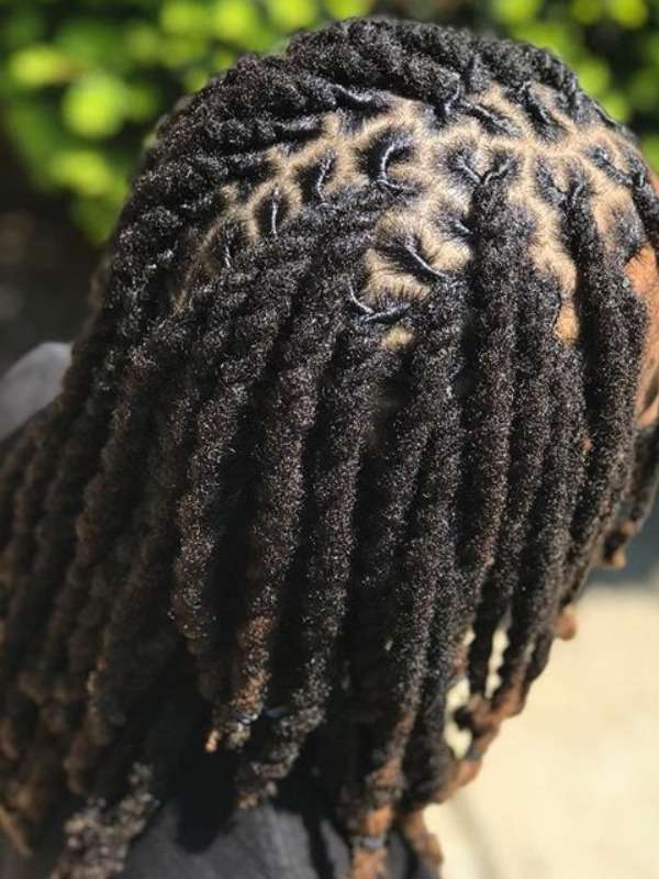 Black Locs With Geometric Scalp Pattern Black Locs With Geometric Scalp Pattern — Classy Retwist Locs