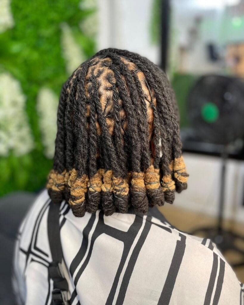 Collarbone Locs With Light Brown Tips Collarbone Locs With Light Brown Tips — Classy Retwist Locs