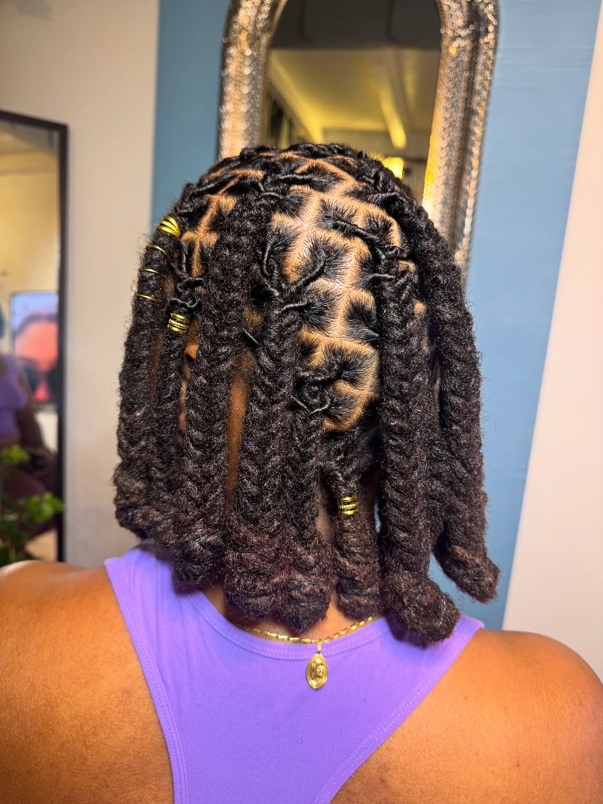 Shoulder Length Twisted Locs With Gold Accessories Shoulder Length Twisted Locs With Gold Accessories — Classy Retwist Locs