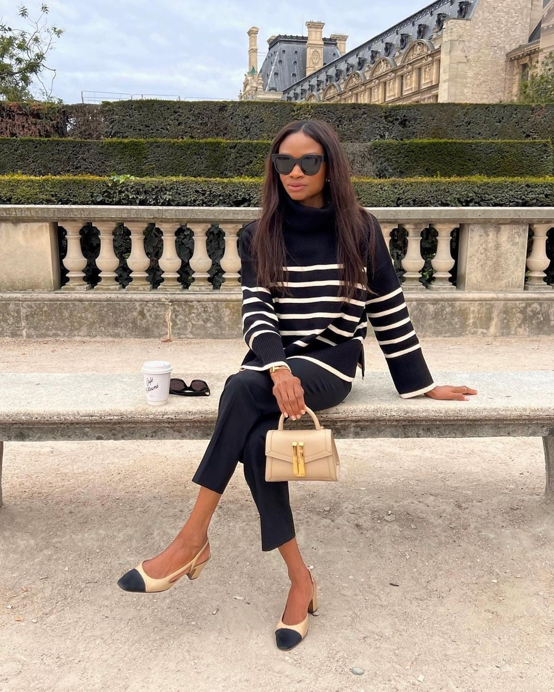 Striped Turtleneck with Cropped Trousers for Smart Casual Striped Turtleneck with Cropped Trousers for Smart Casual — Classy Rich Outfits