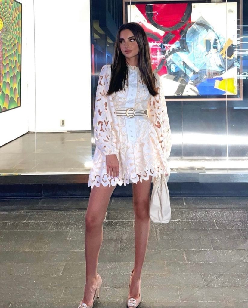 Ivory Lace Mini Dress with Belt for Evening Event Ivory Lace Mini Dress with Belt for Evening Event — Classy Rich Outfits