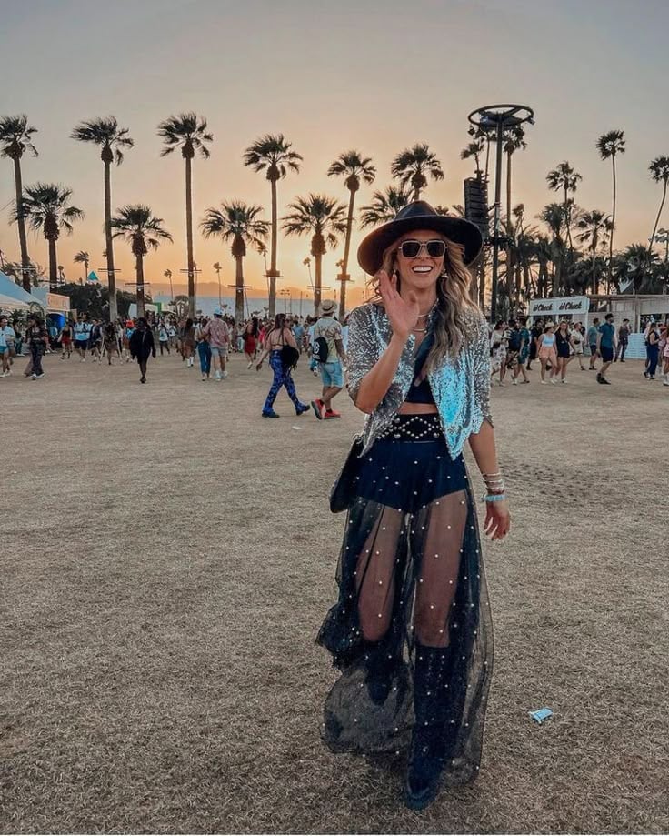Grey Knit Mini Dress with Oversized Tweed Coat — Classy Rock Concert Outfits