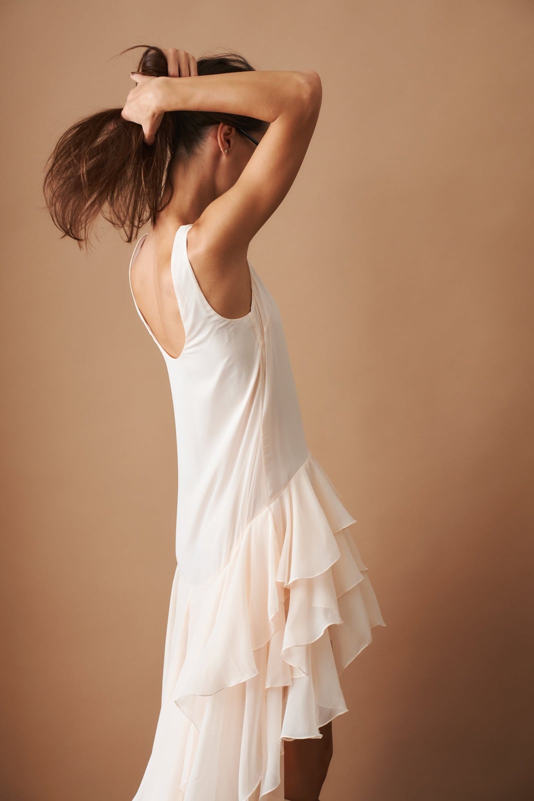White Chiffon Dress with Tiered Ruffled Hem White Chiffon Dress with Tiered Ruffled Hem — Classy Ruffle Dresses