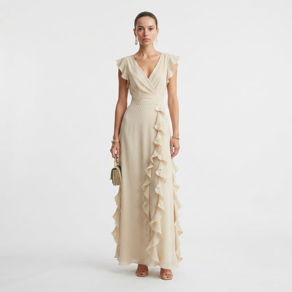 Sage Green Maxi Dress with Cascading Ruffles Sage Green Maxi Dress with Cascading Ruffles — Classy Ruffle Dresses