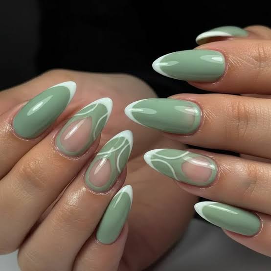 Sage Green Matte With Raised Abstract Lines Sage Green Matte With Raised Abstract Lines — Classy Sage Nails