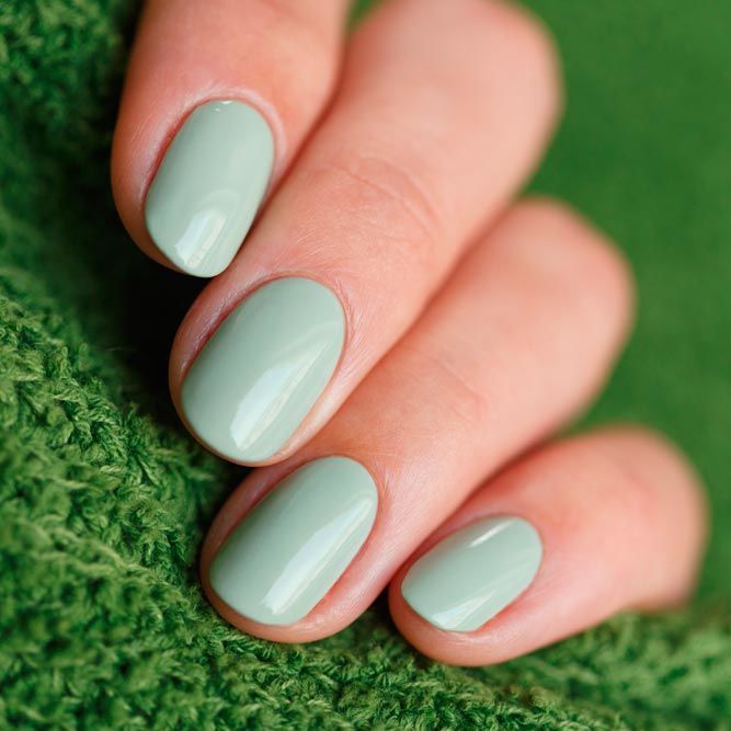 Opaque Sage Glossy Short Almond Nails Opaque Sage Glossy Short Almond Nails — Classy Sage Nails