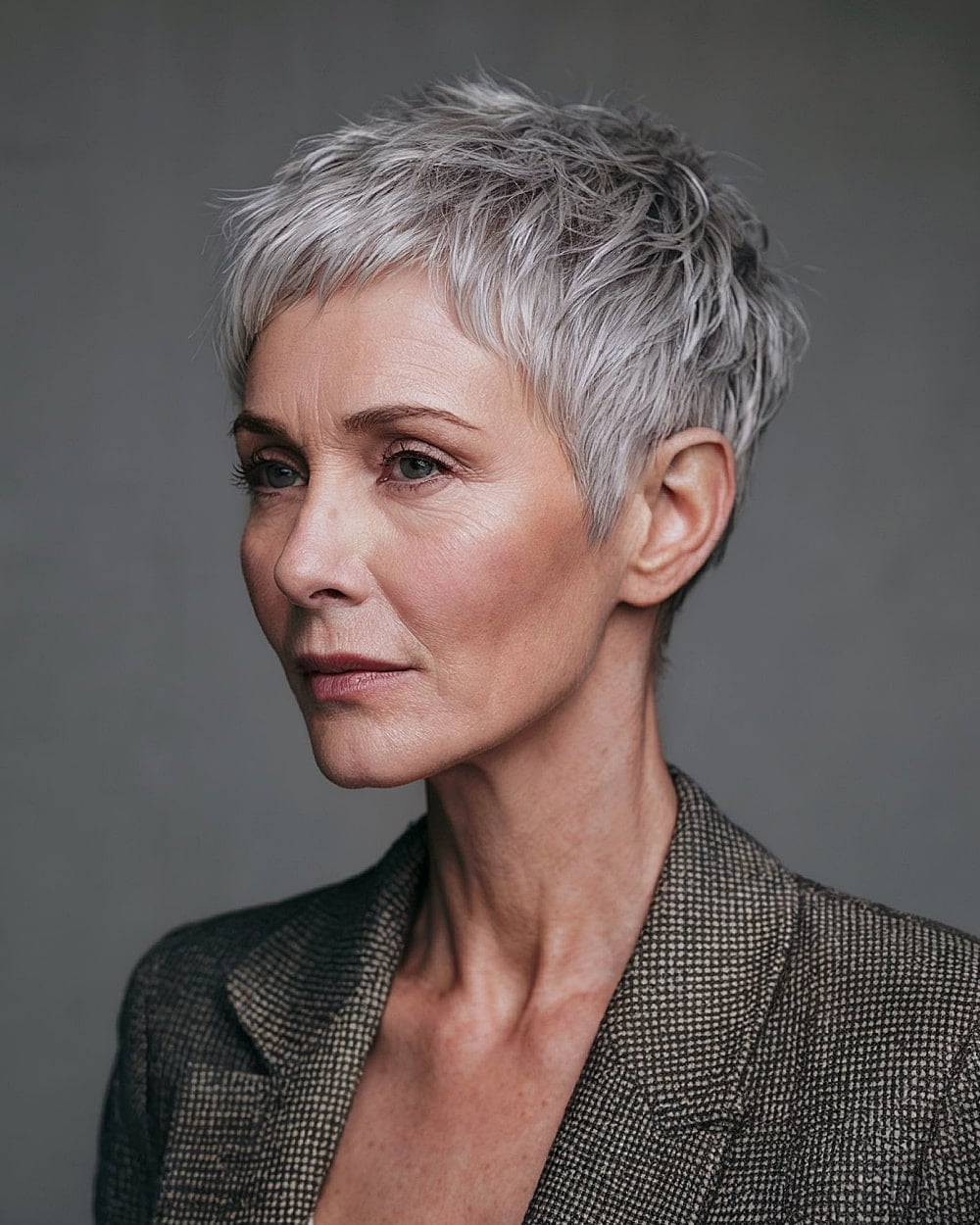 Textured Pixie With Piecey Fringe Textured Pixie With Piecey Fringe — Classy Salt and Pepper Hair