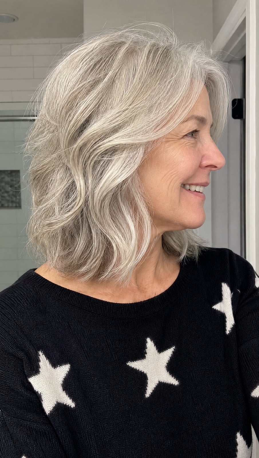 Shag Haircut With Curtain Bangs Shag Haircut With Curtain Bangs — Classy Salt and Pepper Hair