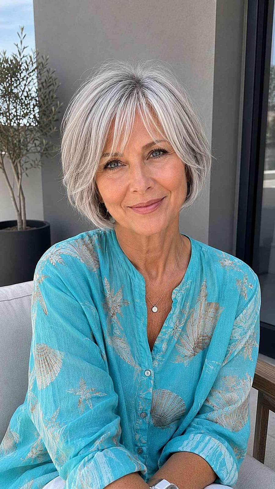 Chin Length Bob With Blunt Fringe Chin Length Bob With Blunt Fringe — Classy Salt and Pepper Hair
