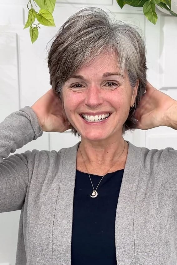 Short Layered Cut With Wispy Fringe Short Layered Cut With Wispy Fringe — Classy Salt and Pepper Hair