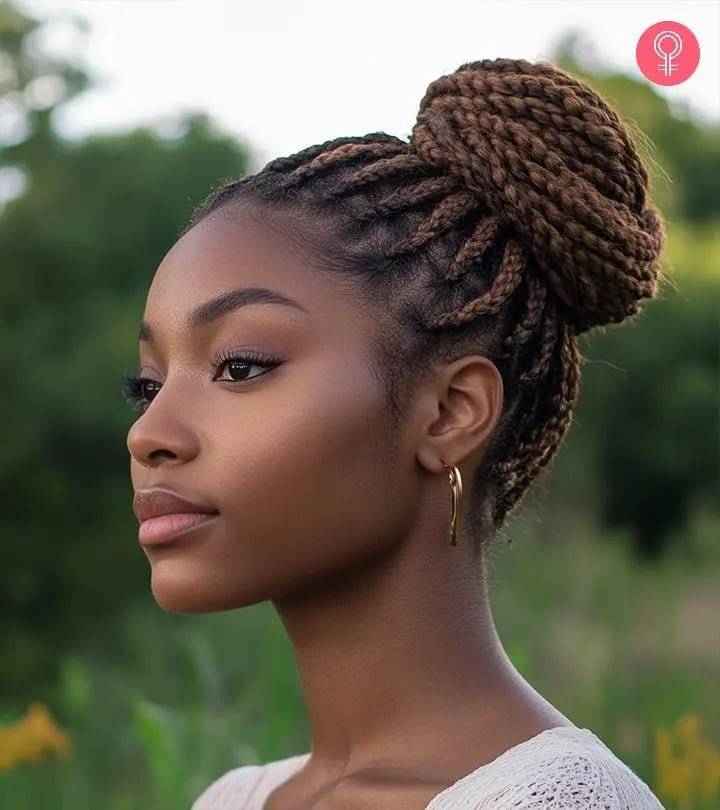 High Bun of Brown Senegalese Twists High Bun of Brown Senegalese Twists — Classy Senegalese Twists
