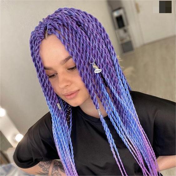 Mid-Back Twists With Purple to Blue Gradient Mid-Back Twists With Purple to Blue Gradient — Classy Senegalese Twists