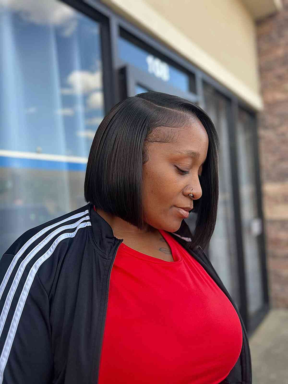 Chin Length Sleek Bob, Natural Black — Classy Sew in Hairstyles