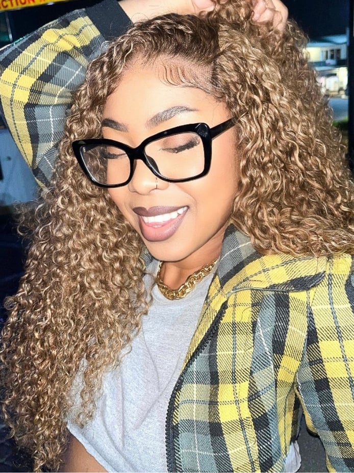 Mid-Back Curly Honey Blonde Balayage — Classy Sew in Hairstyles