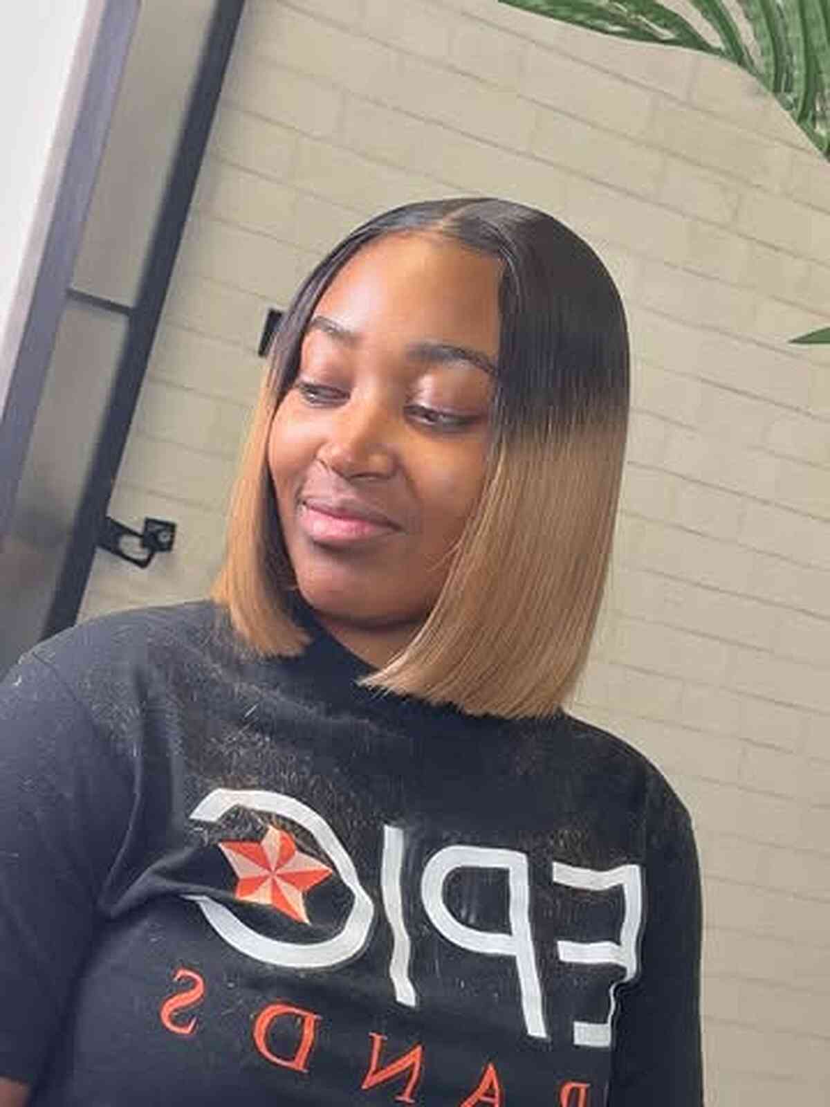 Collarbone Bob With Blonde Ombre, Straight — Classy Sew in Hairstyles
