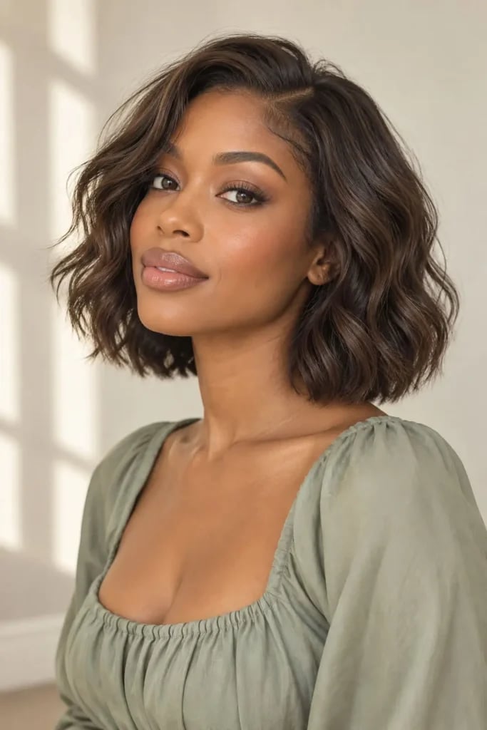 Collarbone Wavy Lob — Classy Sew in Hairstyles