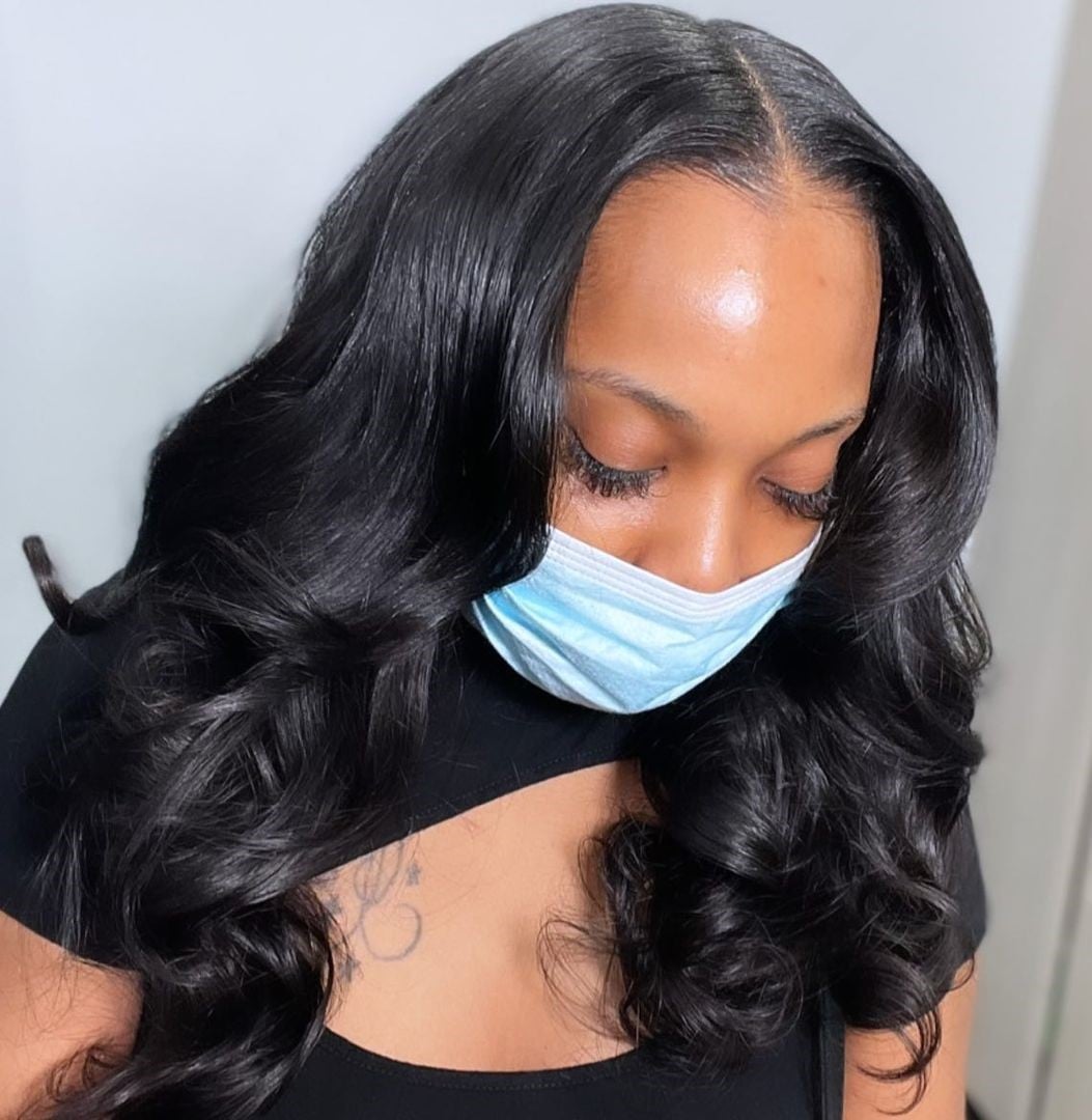 Collarbone Length Natural Black Bob — Classy Sew in Hairstyles