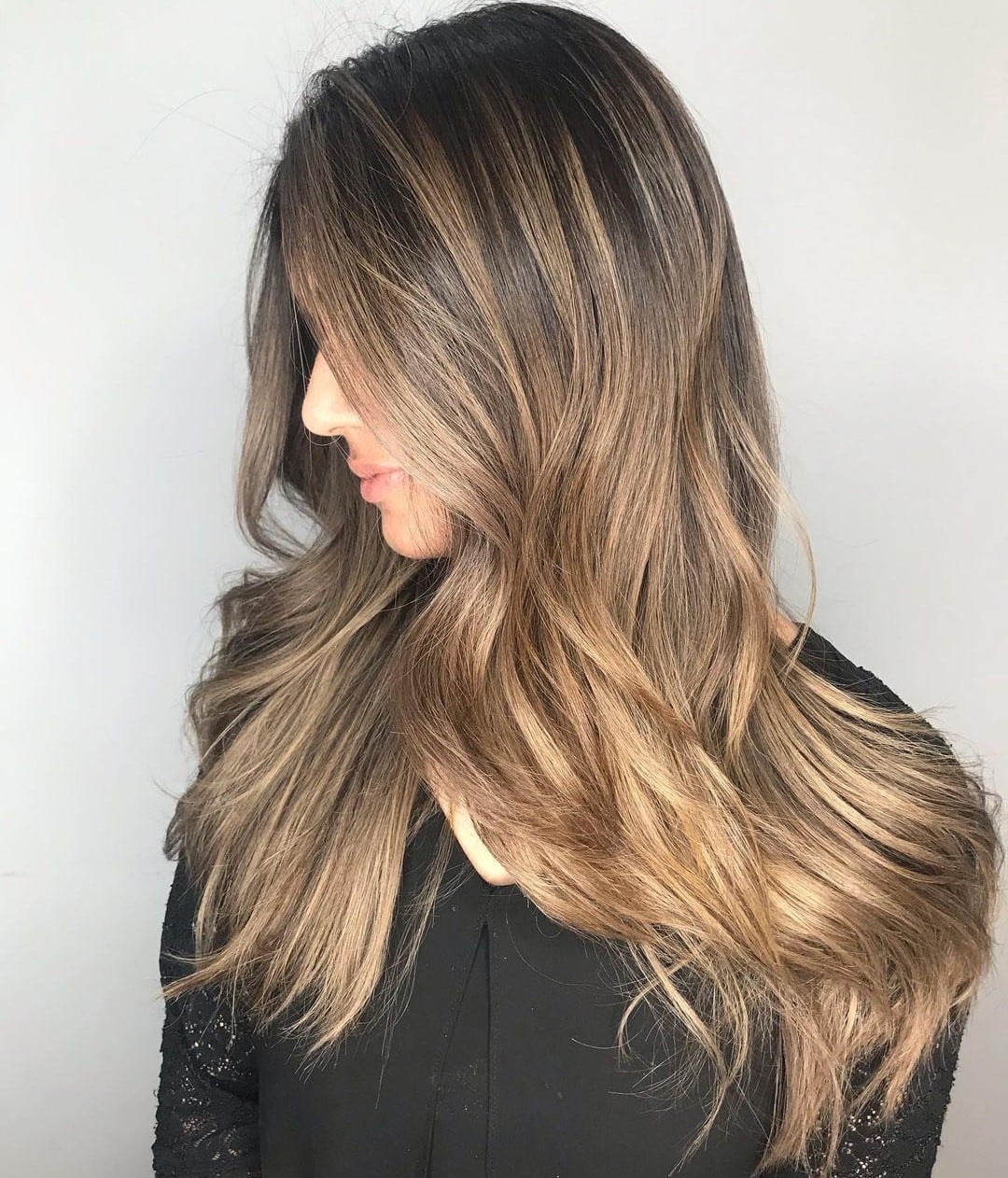 Brown and Blonde Hair with Shadow Root in Black Knit Brown and Blonde Hair with Shadow Root in Black Knit — Classy Shadow Root