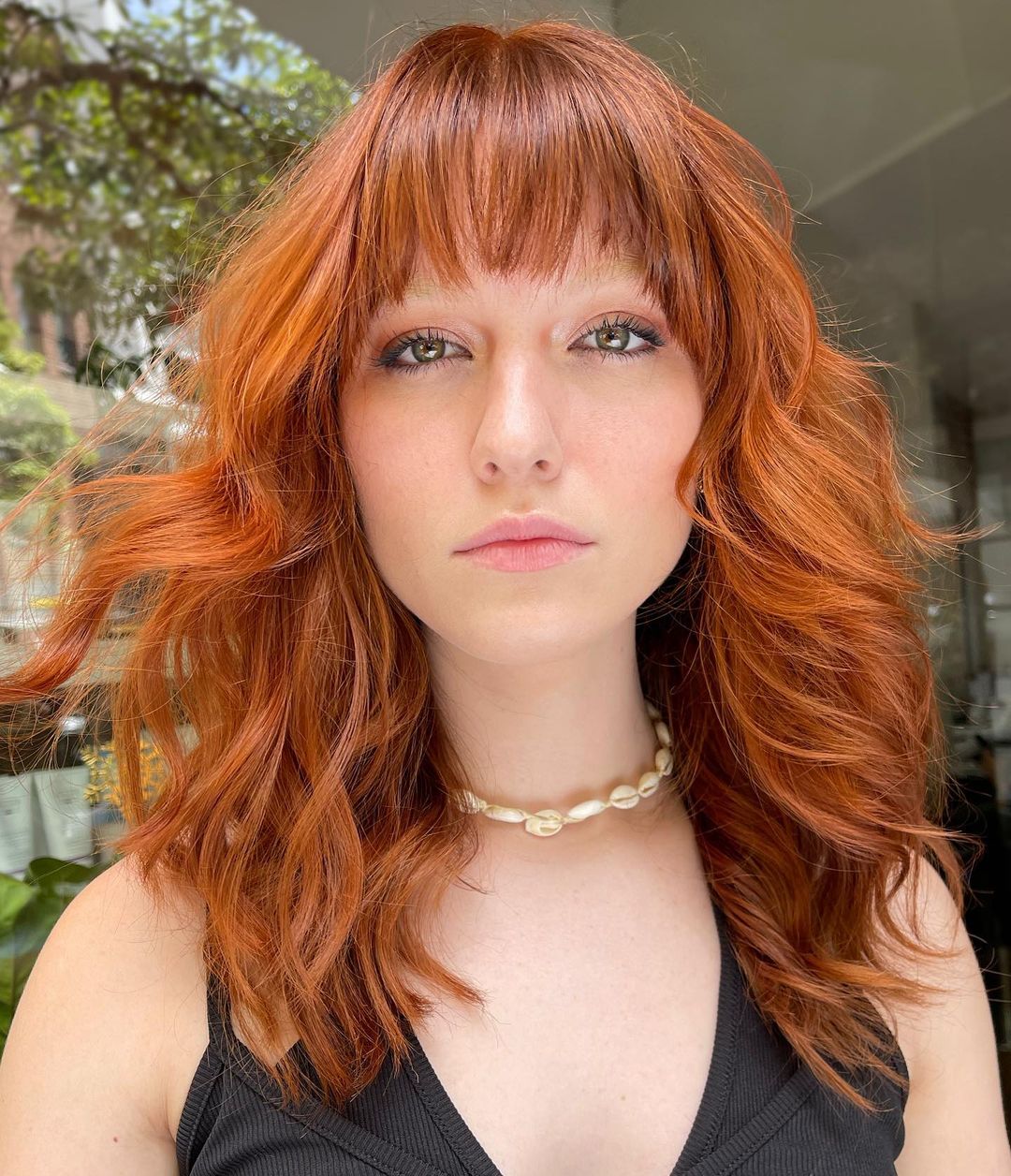 Copper Red Shag With Blunt Bangs — Classy Shag Hair