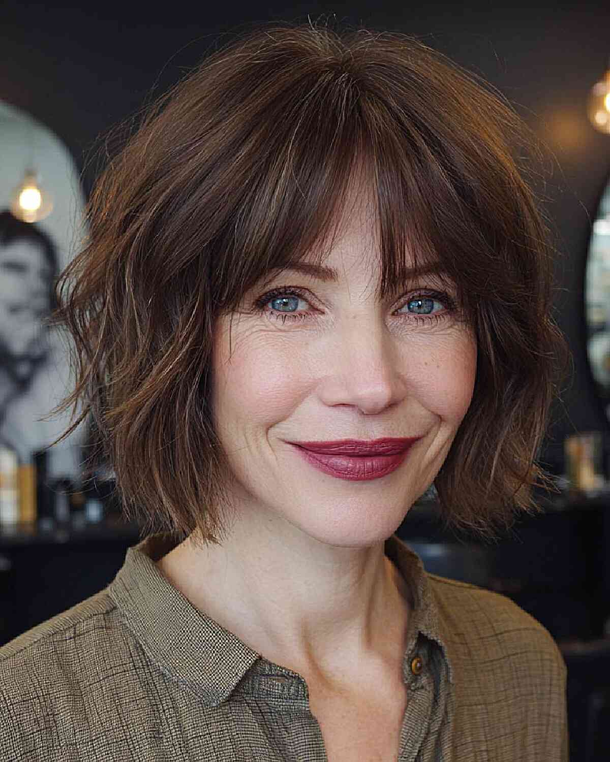 Chin Shag With Blunt Bangs — Classy Shag Hair