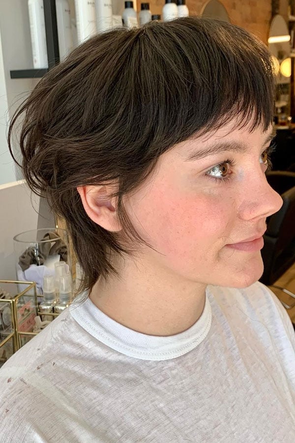 Short Dark Brown Shag With Choppy Bangs — Classy Shag Hair