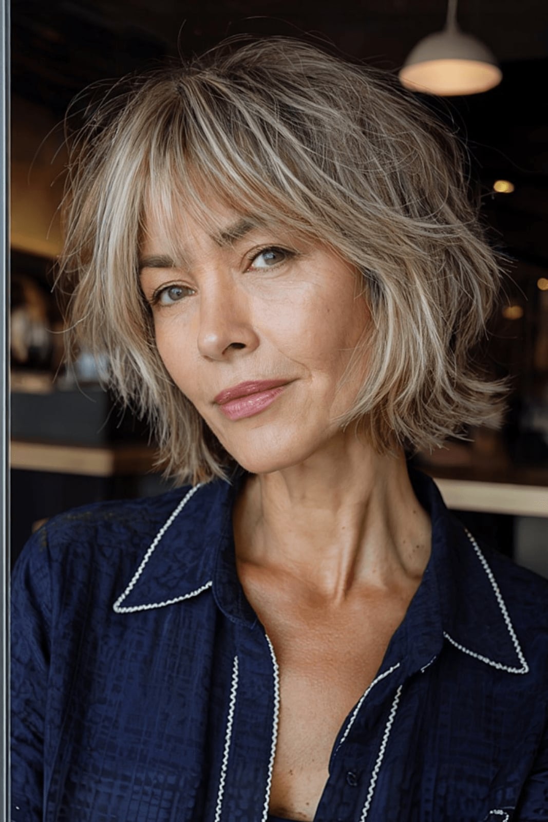 Short Chin Shag With Textured Wispy Bangs — Classy Shag Hair