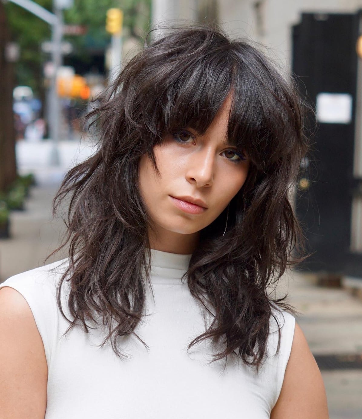 Dark Brown Collarbone Shag With Texture — Classy Shag Hair