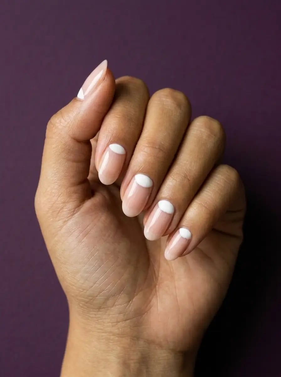 Sheer Nude White Moon Almond Nails Sheer Nude White Moon Almond Nails — Classy Sheer Nails