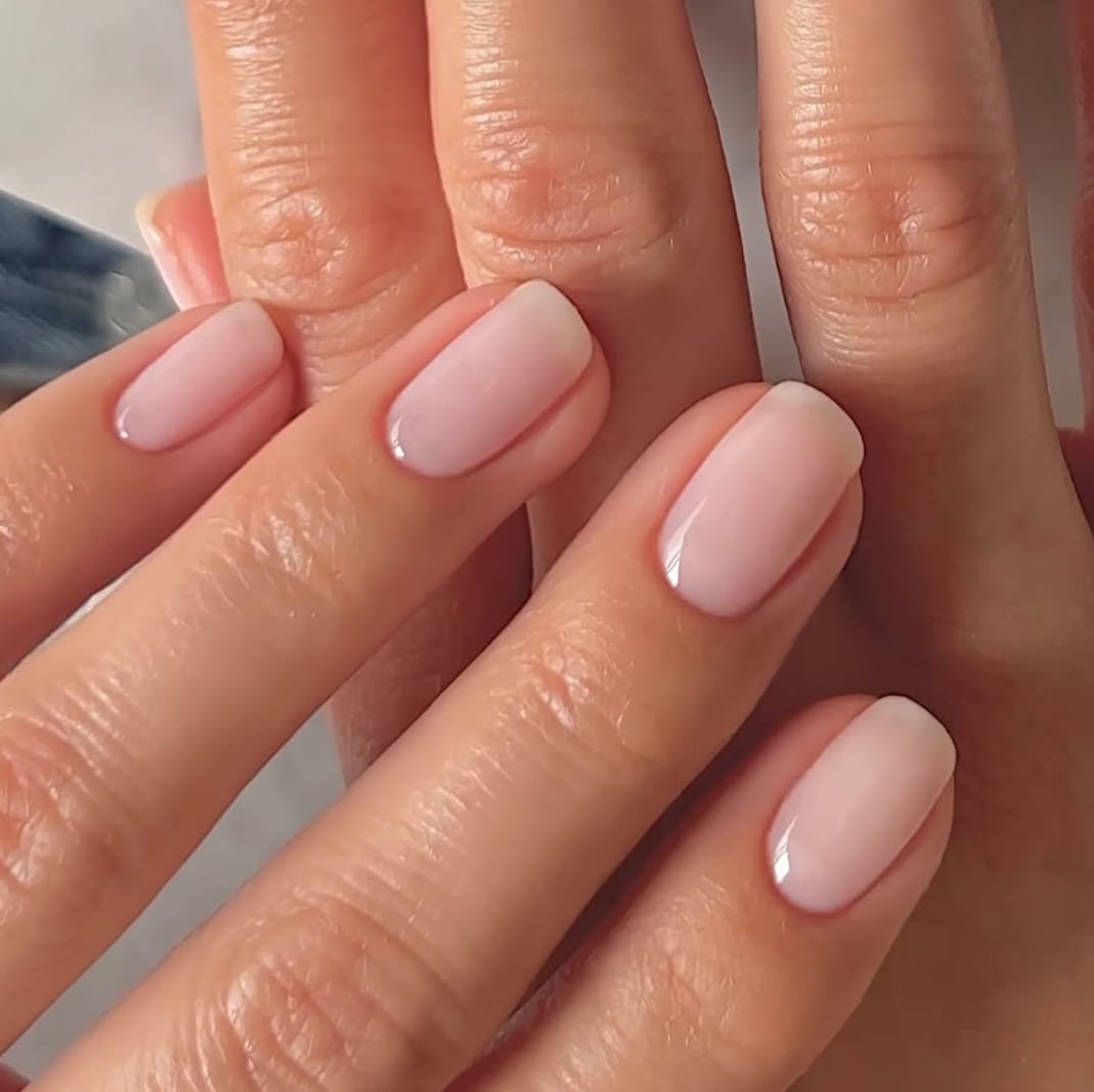 Sheer Pink Horizontal Line Oval Nails Sheer Pink Horizontal Line Oval Nails — Classy Sheer Nails