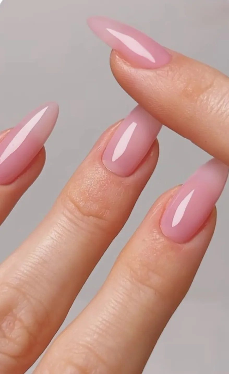 Milky Pink Jelly Medium Almond Nails Milky Pink Jelly Medium Almond Nails — Classy Sheer Nails