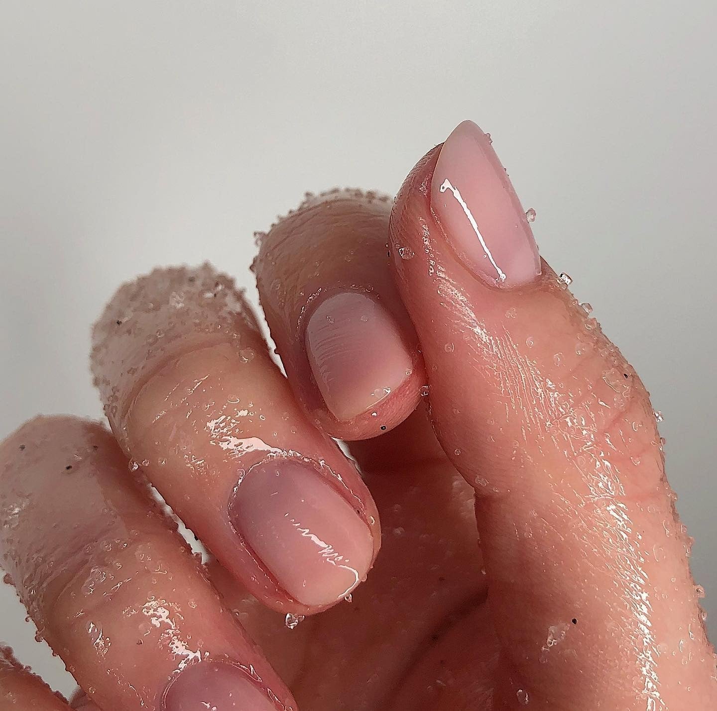 Milky Pink Shimmer Soap Bubble Square Nails Milky Pink Shimmer Soap Bubble Square Nails — Classy Sheer Nails