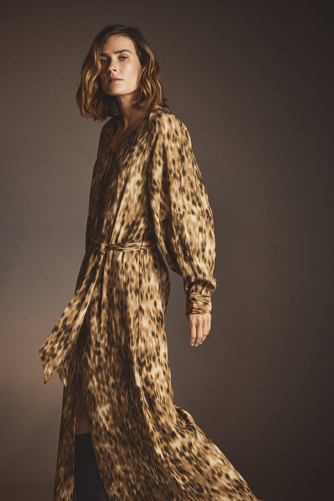Leopard Print Silky Shirt Dress with Wrap Belt — Classy Shirt Dress Outfits