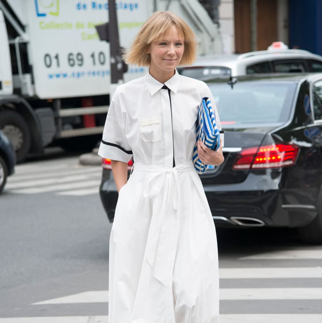 White Cotton Shirt Dress with Tie Waist and Heels — Classy Shirt Dress Outfits