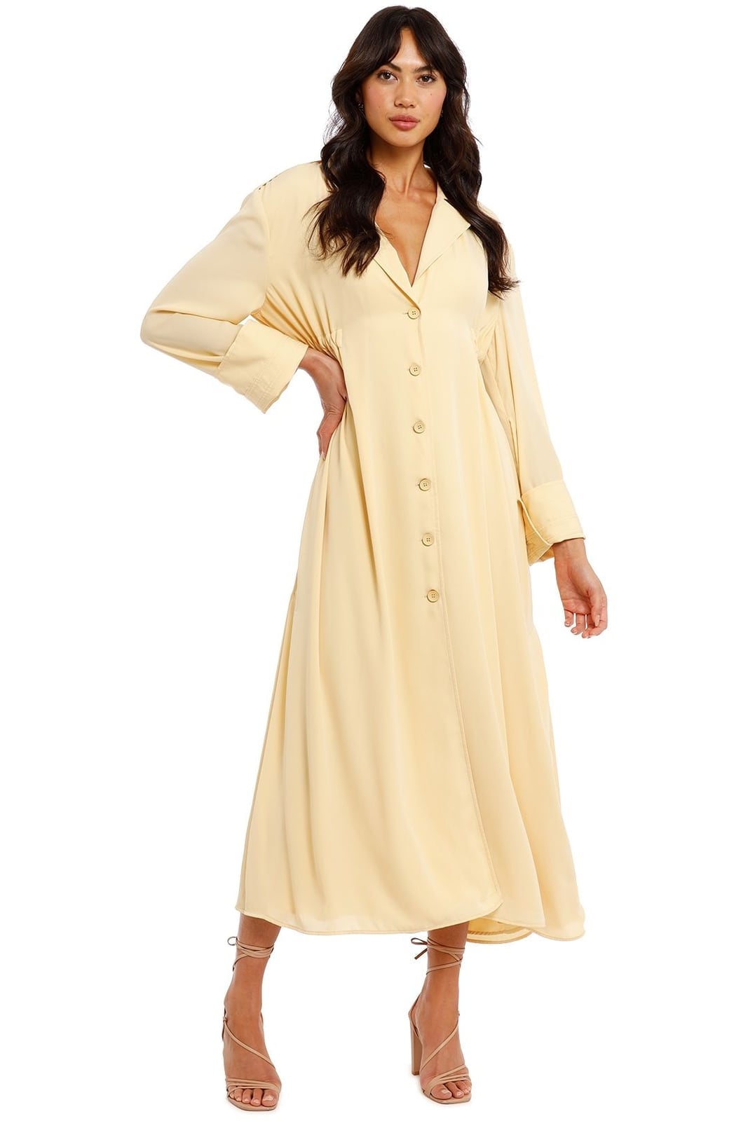 Pale Yellow Shirt Dress with Button-Down Front — Classy Shirt Dresses