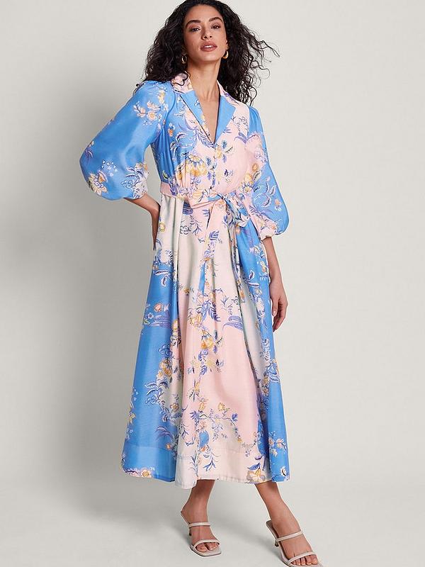 Floral Print Shirt Dress with A-line Skirt — Classy Shirt Dresses