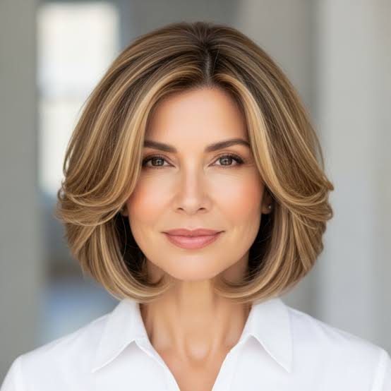 Blonde Collarbone Bob With Curtain Bangs, Wavy Blonde Collarbone Bob With Curtain Bangs, Wavy — Classy Short Haircuts