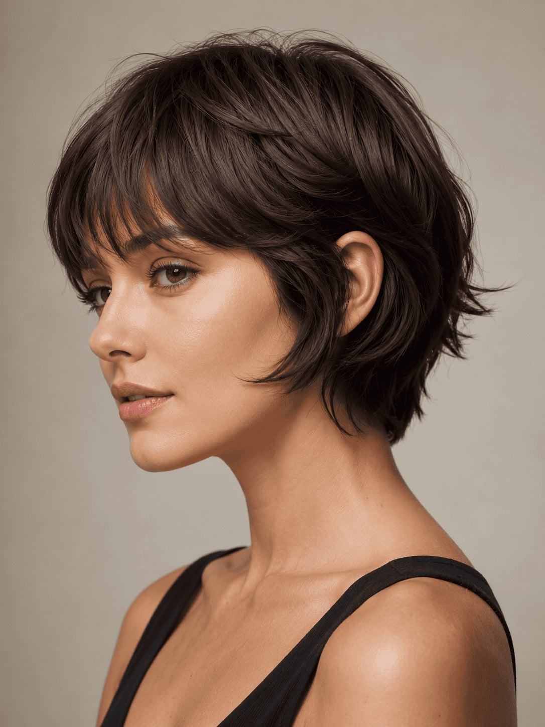Collarbone Shag With Curtain Bangs, Dark Brown Collarbone Shag With Curtain Bangs, Dark Brown — Classy Short Haircuts