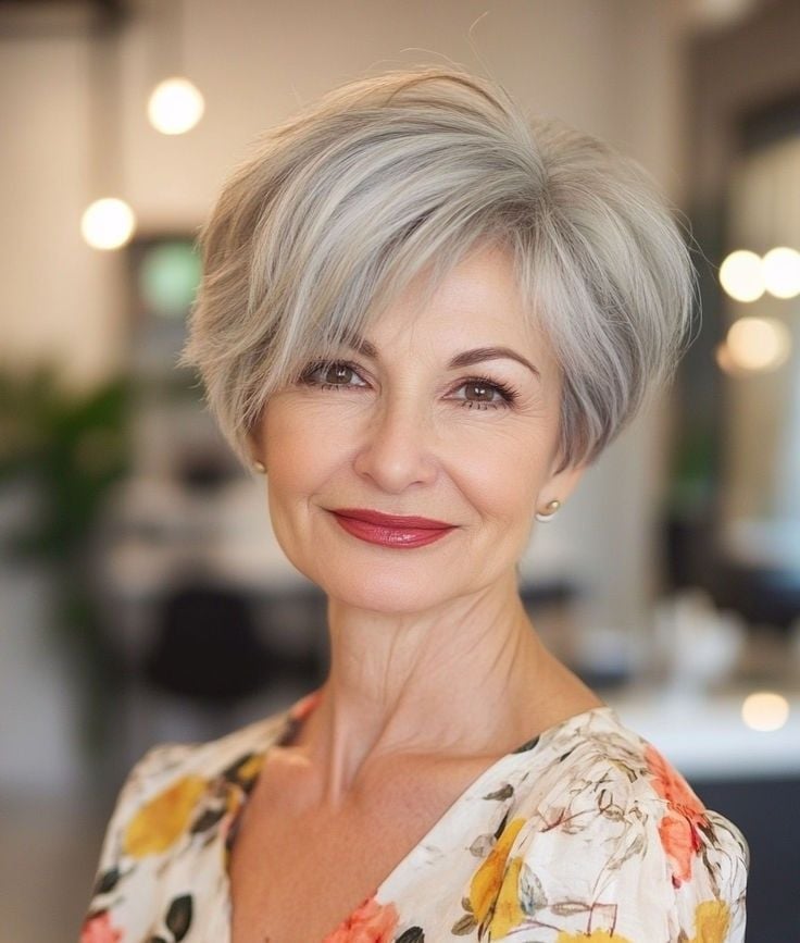 Silver Grey Pixie Bob With Soft Volume Silver Grey Pixie Bob With Soft Volume — Classy Short Haircuts