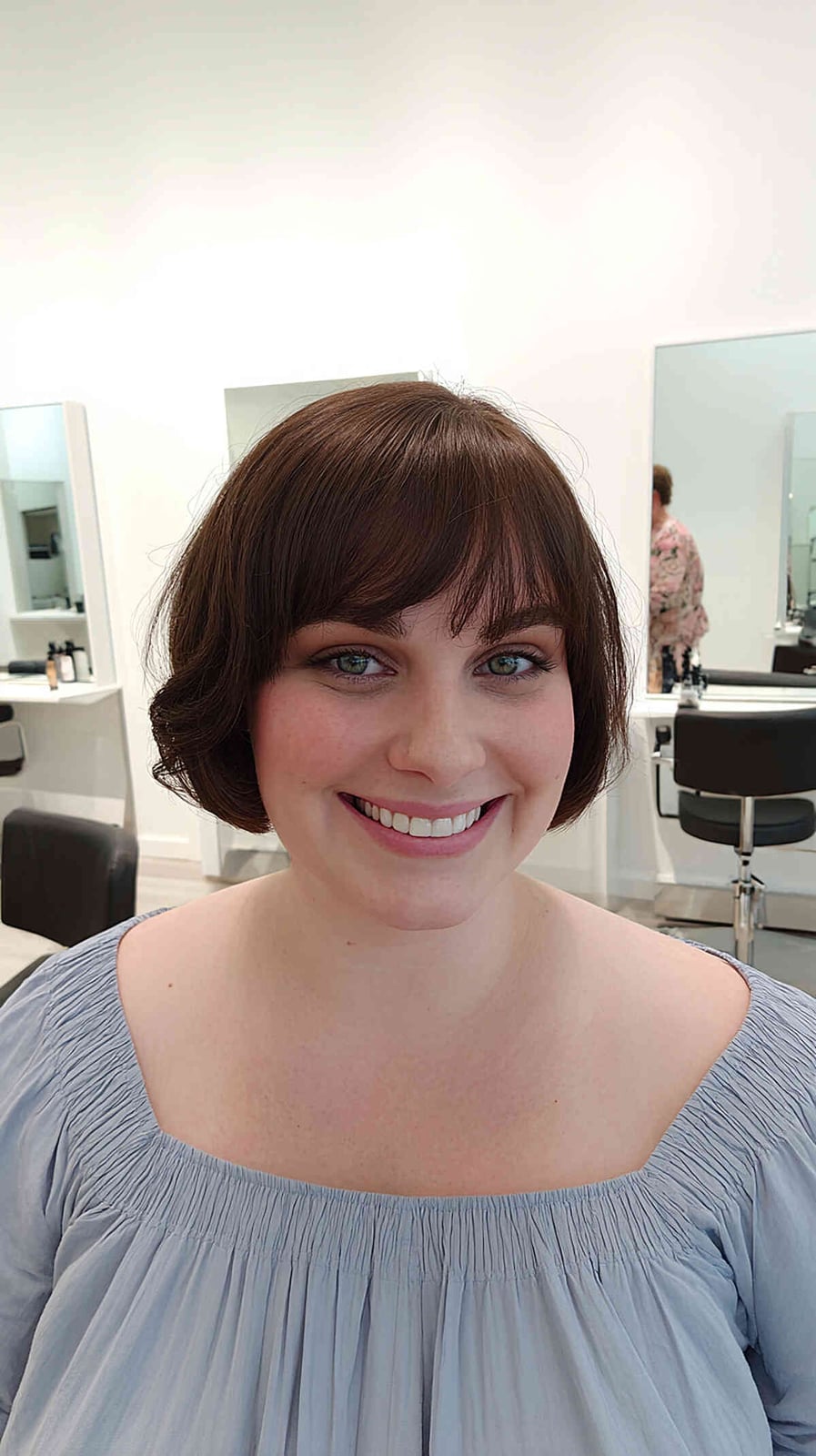 Chic French Bob With Blunt Bangs Chic French Bob With Blunt Bangs — Classy Short Haircuts for Round Faces