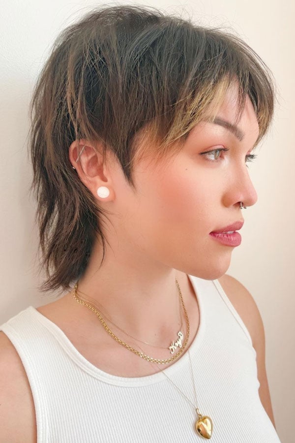 Dark Brown Shag With Mullet Layers Dark Brown Shag With Mullet Layers — Classy Short Shaggy Haircut