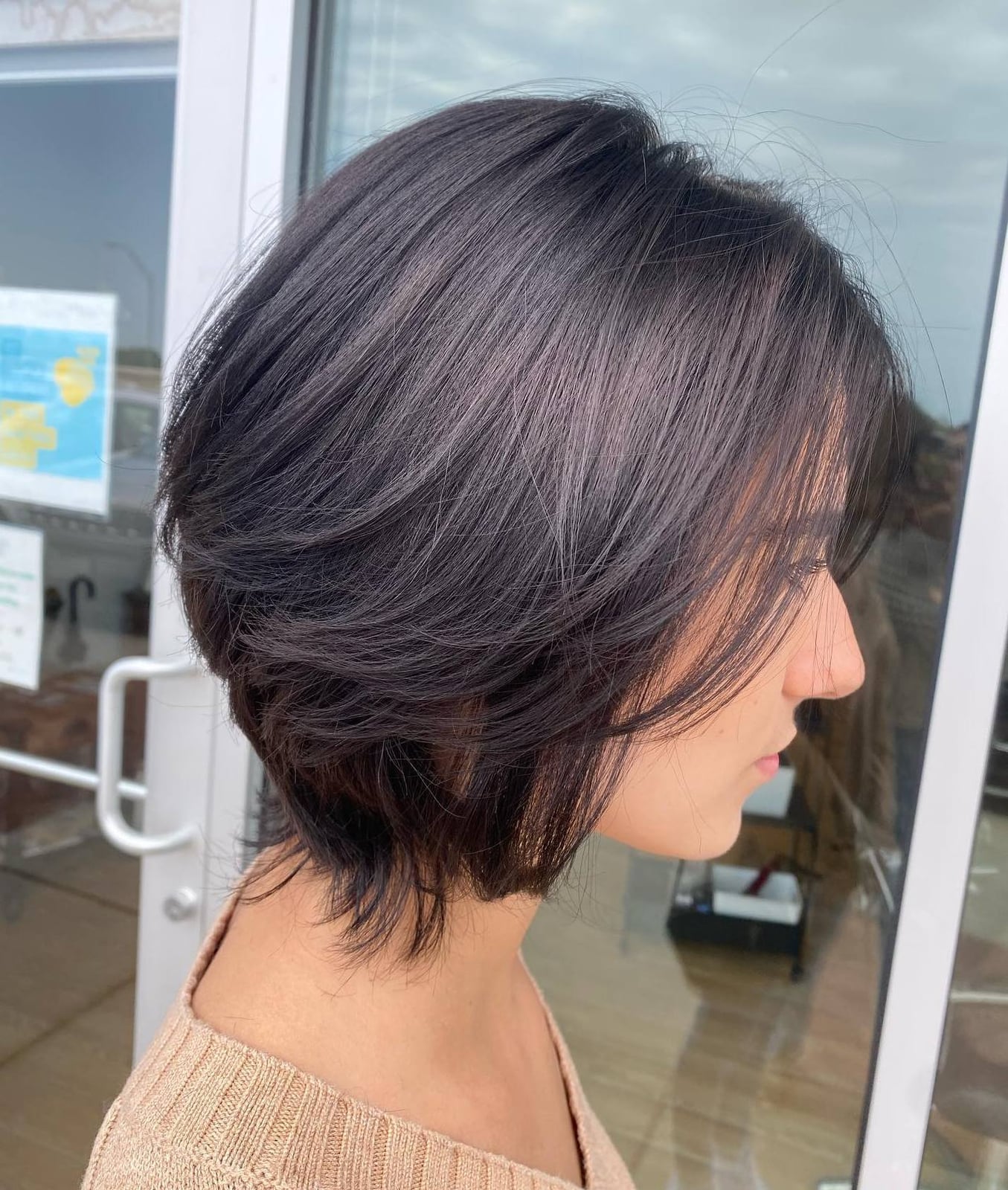 Collarbone Dark Wolf Cut With Stacked Layers — Classy Short Wolf Cut