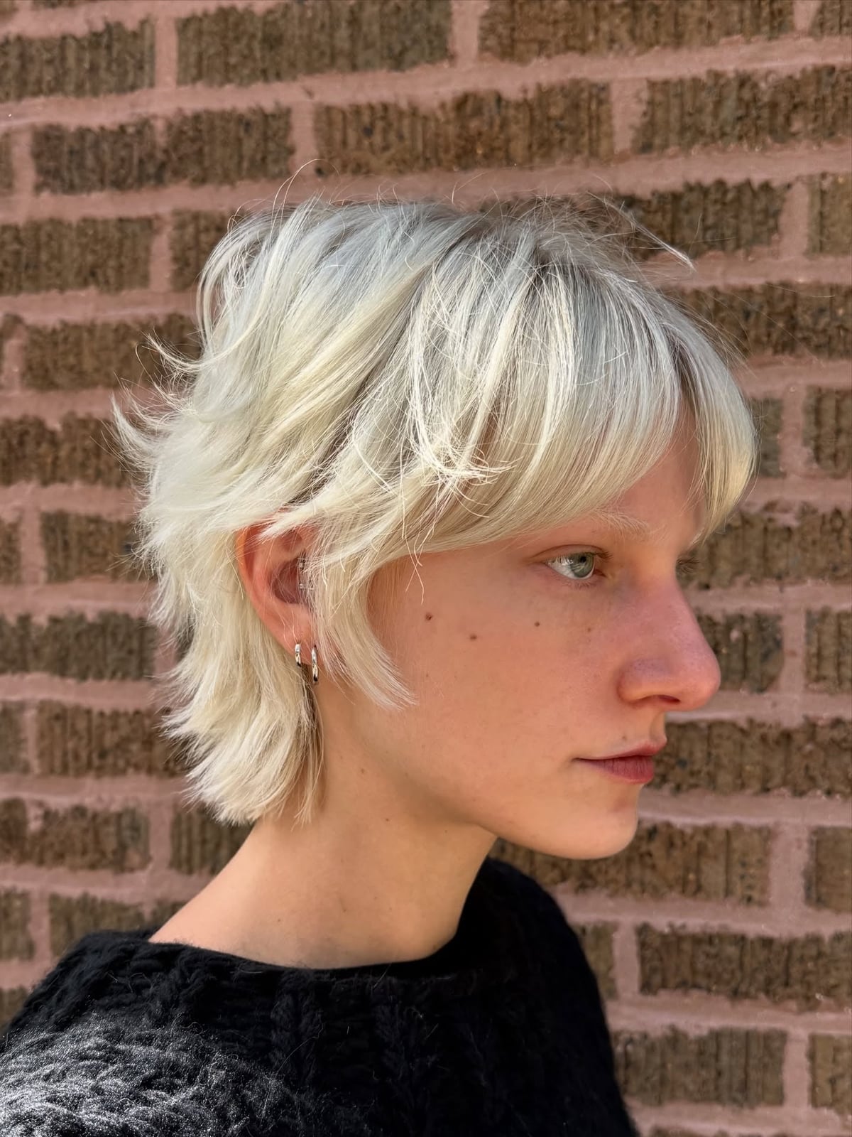 Chin Length Ash Blonde Wolf Cut With Curtain Bangs — Classy Short Wolf Cut