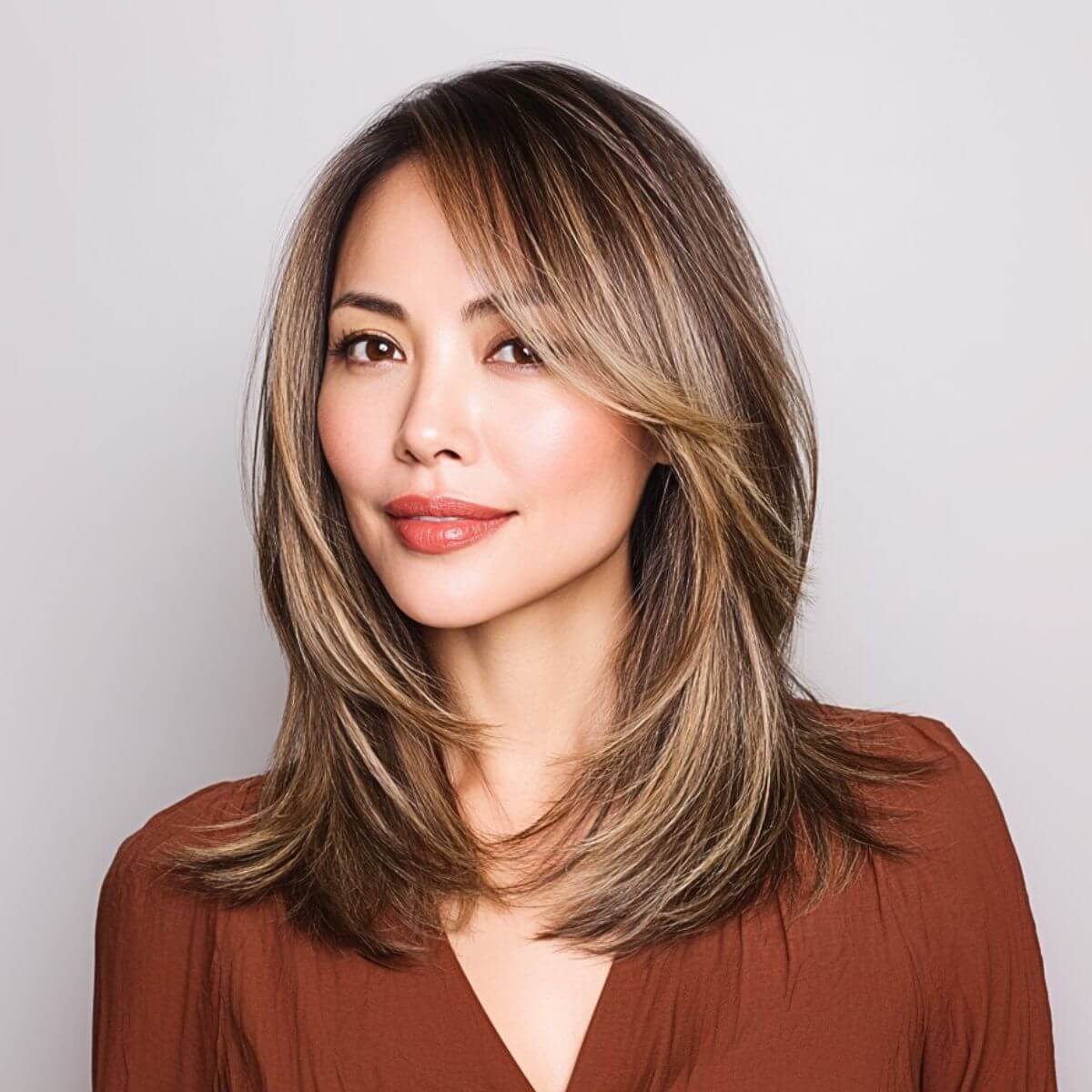 Shoulder Length Layers With Side Bangs Shoulder Length Layers With Side Bangs — Classy Side Bangs