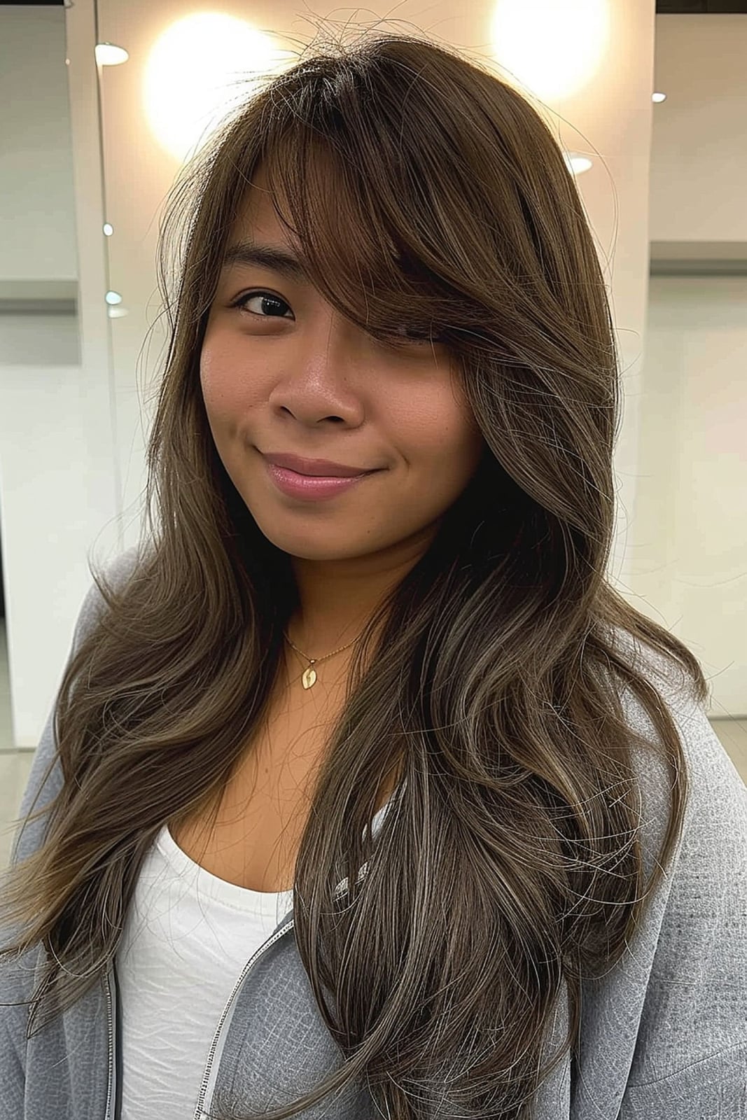 Collarbone Waves With Wispy Side Bangs Collarbone Waves With Wispy Side Bangs — Classy Side Bangs Hairstyles