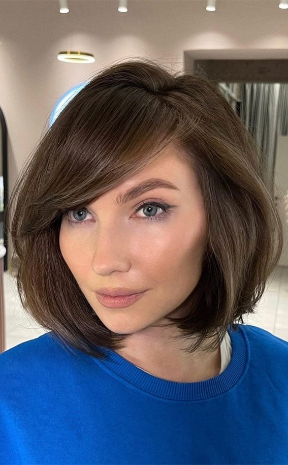 Chin Length Straight Bob Sleek Inward Curl — Classy Side Part Hairstyles