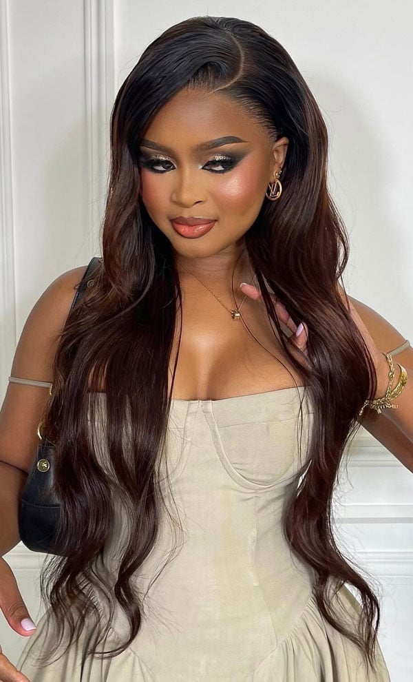 Mid-Back Dark Brown Loose Waves Deep Side Part — Classy Side Part Hairstyles
