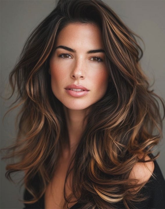 Mid-Back Dark Brown Balayage Loose Waves With A Woman With Thick — Classy Side Part Hairstyles